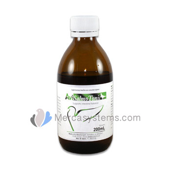 AviSalmo Tonic 200 ml (salmonela, e-coli e infecções intestinais). Para pássaros e pombos
