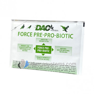 DAC Force Pre-Pro-Biotic 10 gr, (probióticos + prebióticos). Para pombos e pássaros