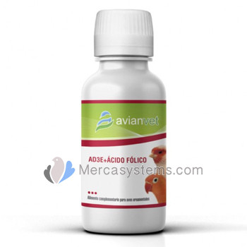 Avianvet AD3E + Ácido fólico 100ml (Favorece la reproducción y mejora la fertilidad en machos y hembras)