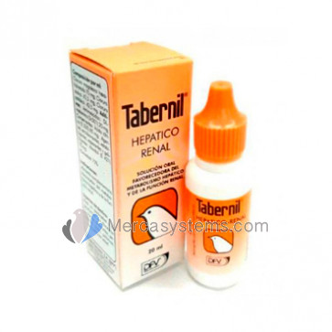 Tabernil Hepático-Renal 20 ml, (suporta o metabolismo hepático e a função renal em aves)