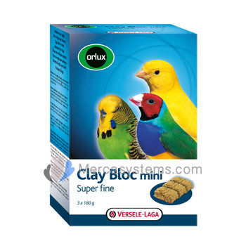 Versele Laga Orlux Clay Block Mini 540g para canários, periquitos pequenos, exóticos e aves autóctones.