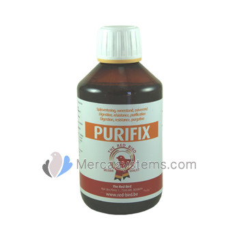 Loja online de productos para pombos e para Columbofilia: The Red Pigeon Purifix 1L, (purifica o corpo, aumenta a resistência e fortalece as defesas).