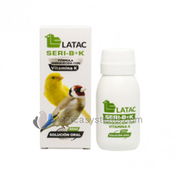 Latac Seri-B+K 60ml (Fórmula enriquecida com vitamina K para reprodução e situações de estresse). Para pássaros