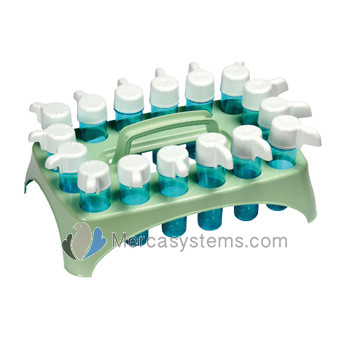 STA Suporte de plástico para bebedouros de tamanho pequeno (ideal para limpeza e enchimento de água de 16 bebedouros)